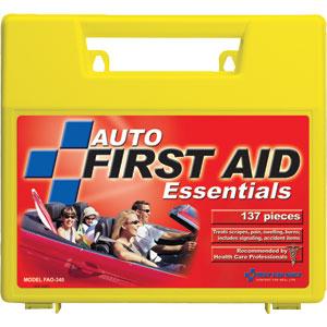 138 Piece Auto First Aid Kit, Plastic