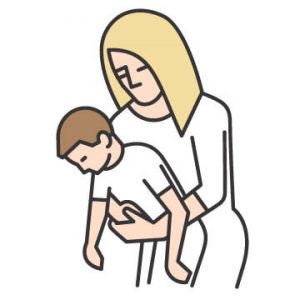 clipart of a woman helping a choking child