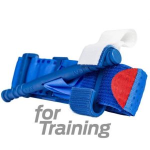 Combat Application Tourniquet (C-A-T) colored blue to indicate it's use for training