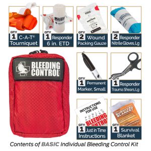 Individual contents of Basic Public Access Individual Bleeding Control Kit - Nylon
