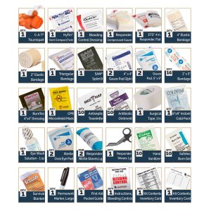 Individual contents of Class A First Aid Kit