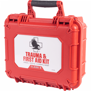 Front view of closed first aid kit
