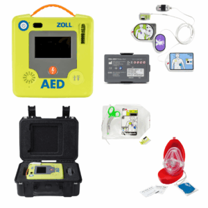 ZOLL AED 3, Spark CPR Uni-Padz, Large Rigid Plastic Carry Case, and Pocket CPR Mask