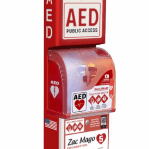 Red, SaveHeart Wall Mounted Cabinet for storing AEDs outdoors